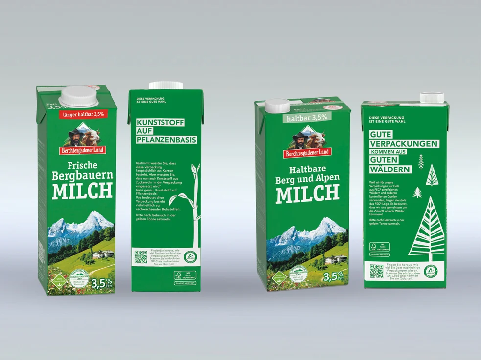 Molkerei Berchtesgadener Land informiert Verbraucher über nachwachsende Rohstoffe der Milchpackungen