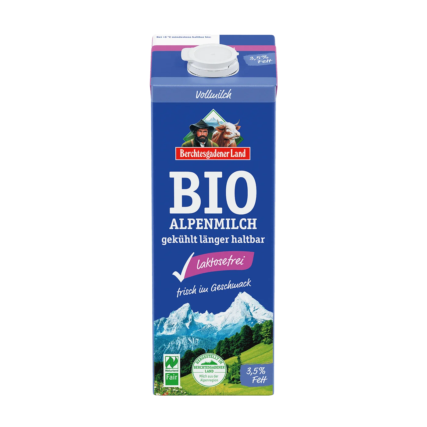 Bio-Alpenmilch gekühlt länger haltbar, laktosefrei , 1 Liter Tetra Edge 3,5 % Fett