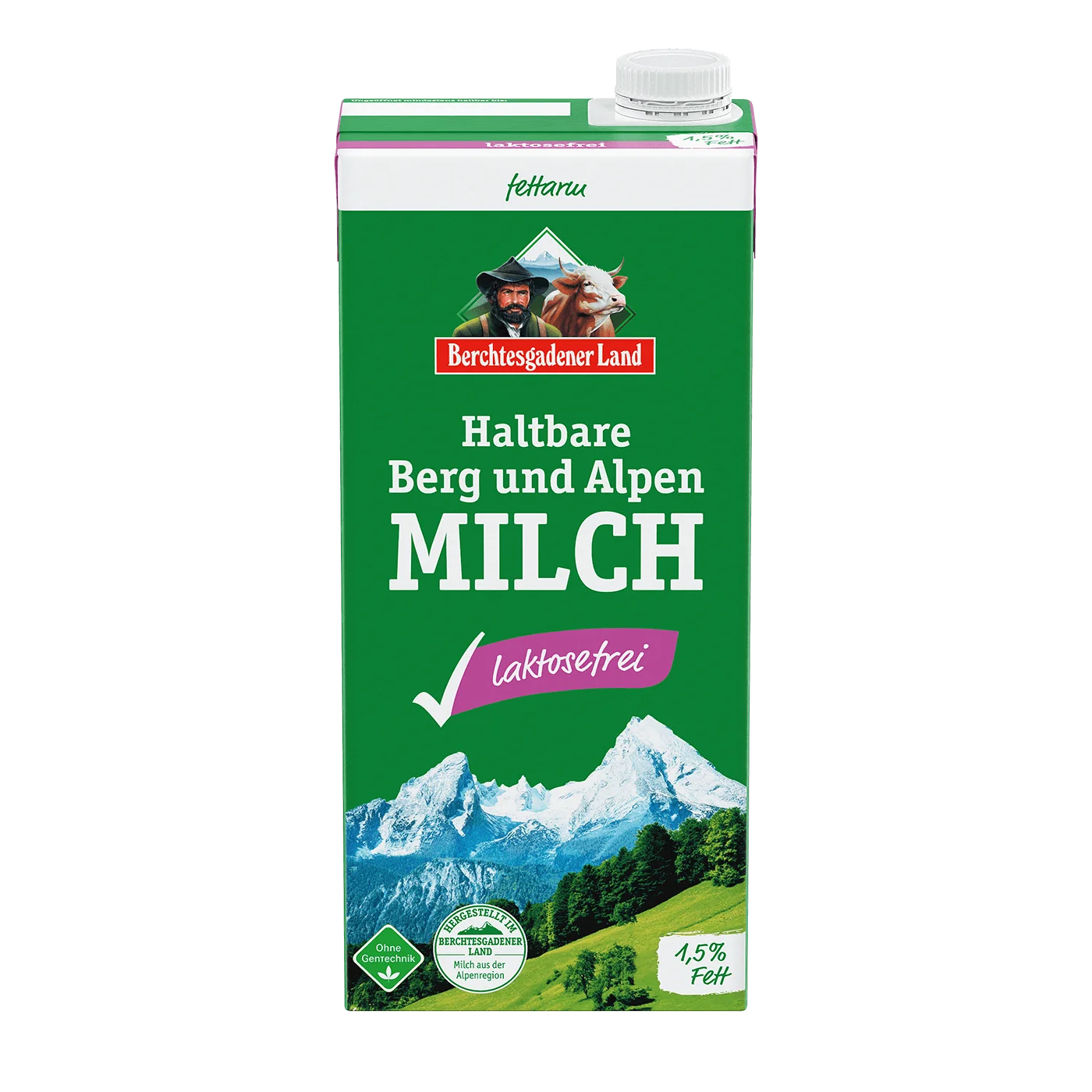 Haltbare Berg- und Alpenmilch fettarm, lakosefrei, 1 Liter Tetra Slim 1,5 % Fett