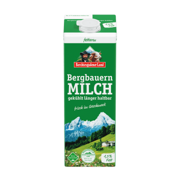 Frische Bergbauern-Milch, länger haltbar, 1 Liter Tetra Edge 1,5 % Fett