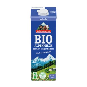 Frische Bio-Alpenmilch, länger haltbar, 1 Liter Tetra Edge 3,5 % Fett