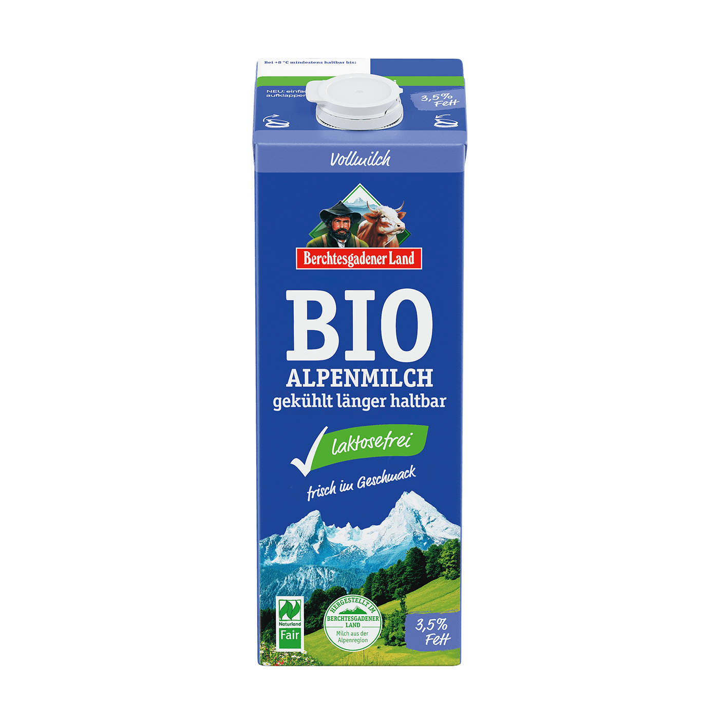 Organic Alpine milk, lactose-free, extended shelf life, 1 litre Tetra Edge 3.5 % fat