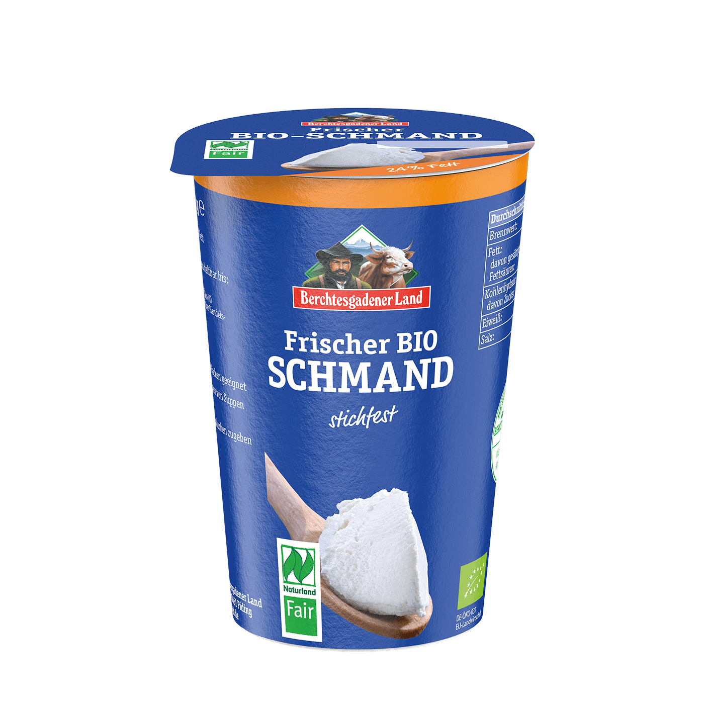 Fresh organic sour cream, 200 g pot