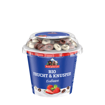 Bio-Frucht&Knusper, 137 g Becher Erdbeere mit Schokokringel