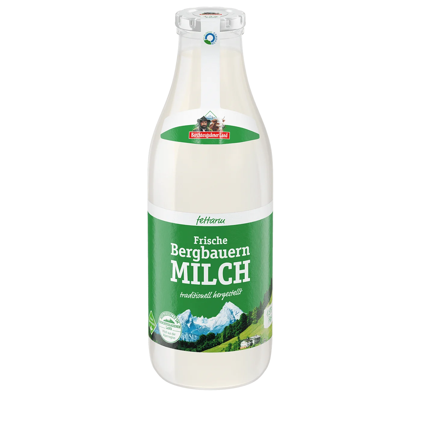 Frische Bergbauern-Milch, 1 Liter Mehrwegflasche 1,5 % Fett
