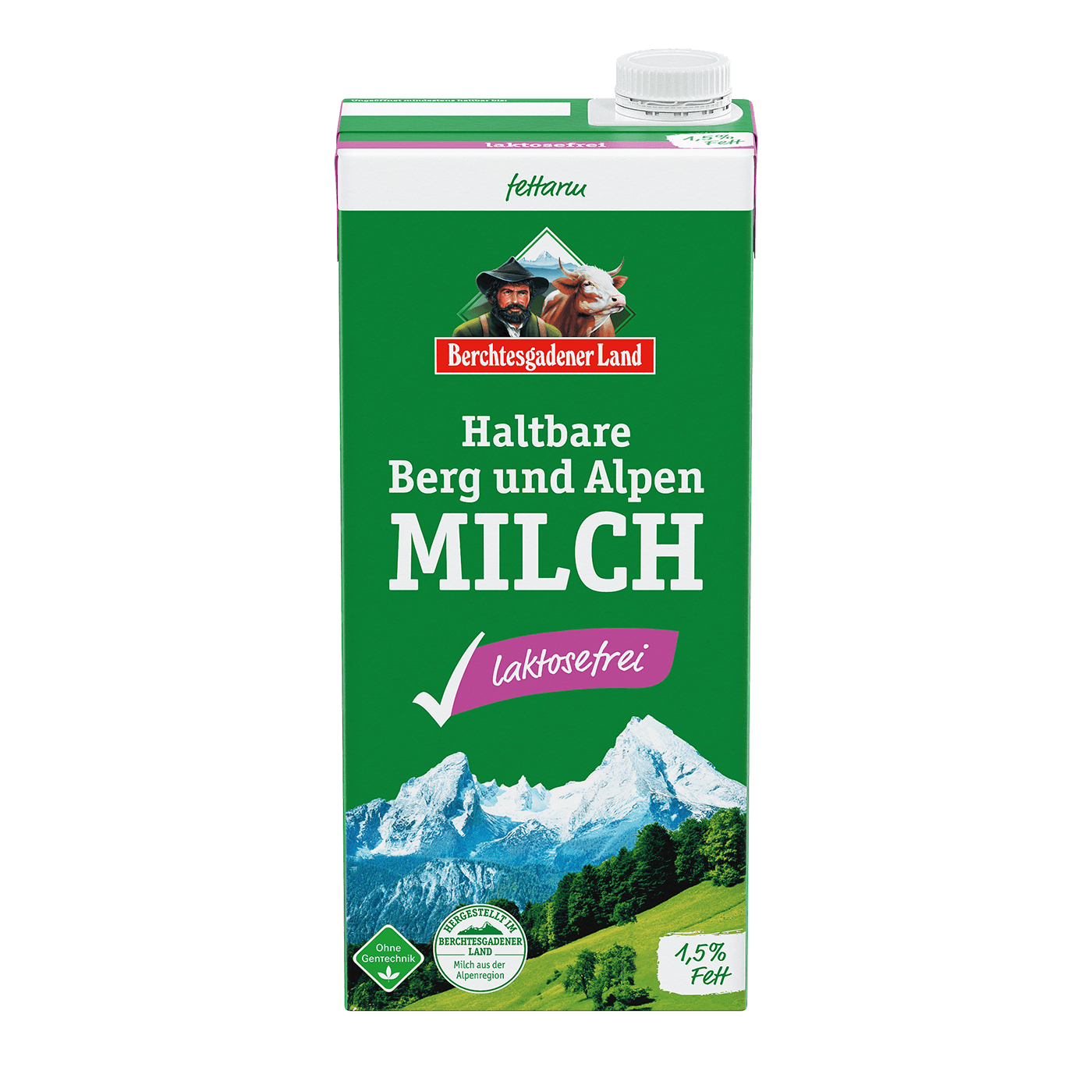 Haltbare Berg- und Alpenmilch fettarm, lakosefrei, 1 Liter Tetra Slim 1,5 % Fett