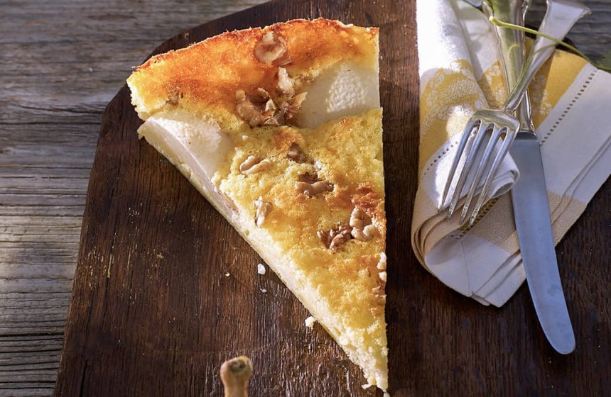 einfacher-topfen-griesskuchen-mit-birnen