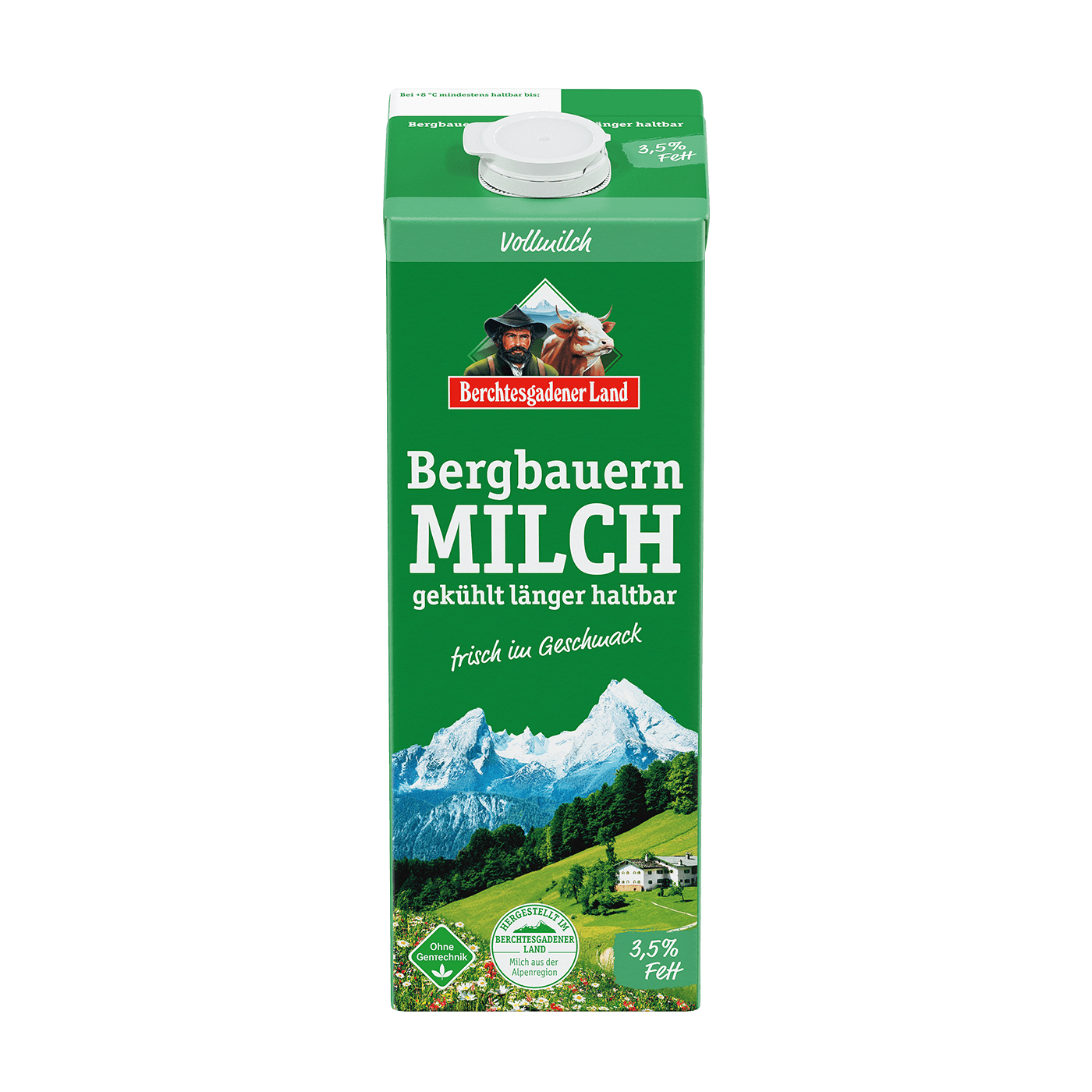 Frische Bergbauern-Milch, länger haltbar, 1 Liter Tetra Edge 3,5 % Fett