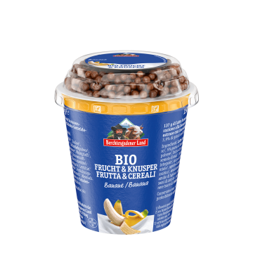 Bio-Frucht & Knusper, 150 g Becher Banane mit Schokoballs