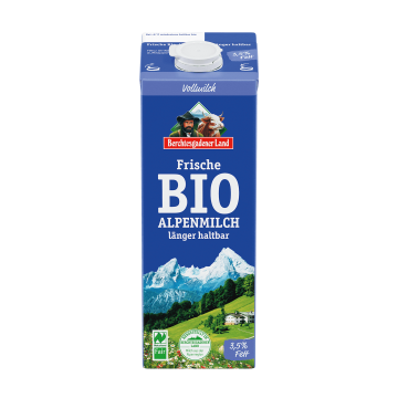 Frische Bio-Alpenmilch, länger haltbar, 1 Liter Tetra Edge 3,5 % Fett