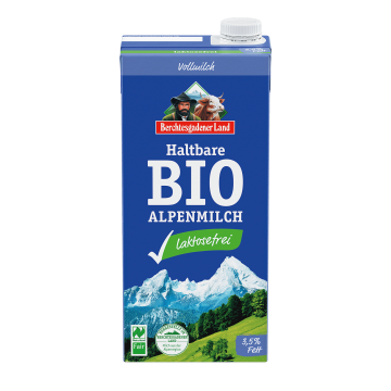 Haltbare Bio-Alpenmilch, laktosefrei, 1 Liter Tetra Slim 3,5 % Fett