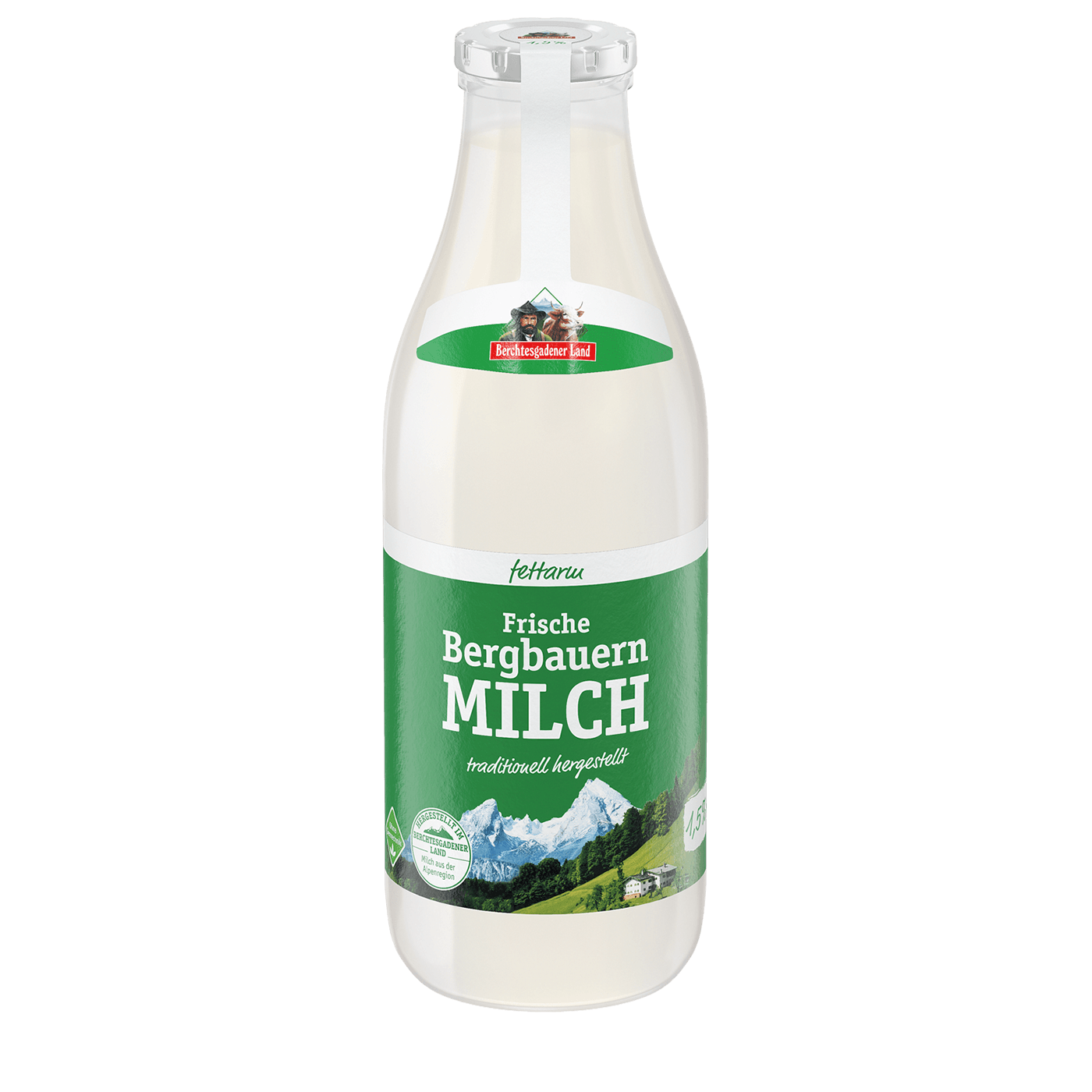 1 litro bottiglia a rendere 1,5 % di grassi - Latte fresco di montagna -  Latte fresco - Latte - Consumatore Privato - I nostri prodotti - Molkerei  Berchtesgadener Land