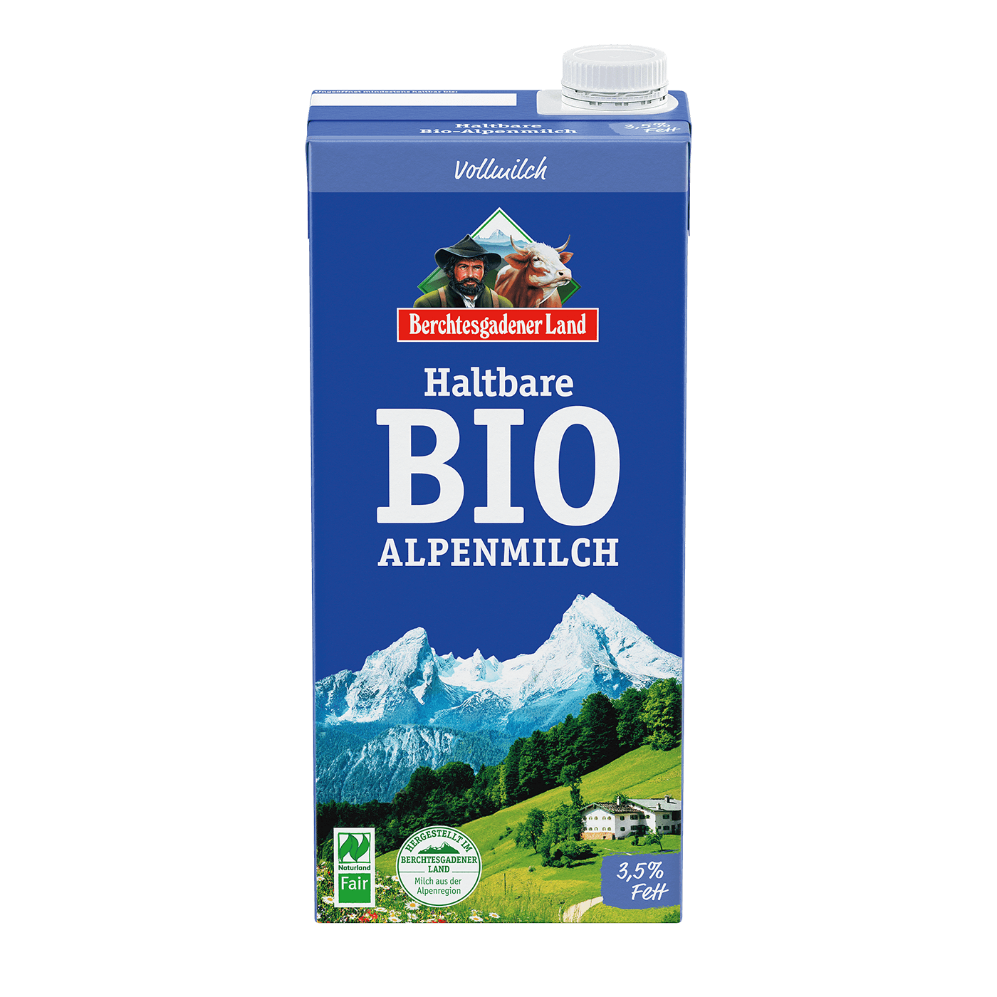 Haltbare Bio-Alpenmilch, 1 Liter Tetra Slim 3,5 % Fett