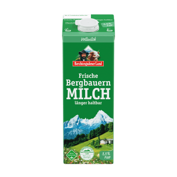 Frische Bergbauern-Milch, länger haltbar, 1 Liter Tetra Edge 3,5 % Fett