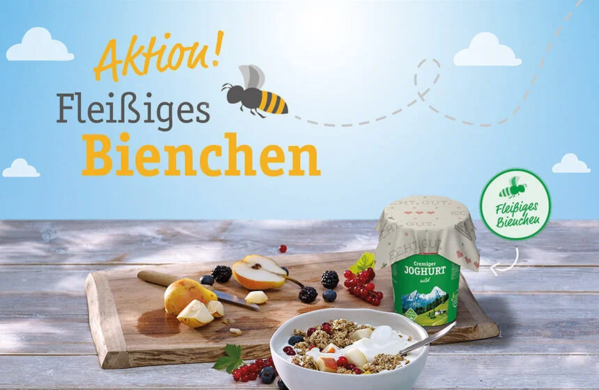 Komplettes Sortiment nun ohne Plastik-Stülpdeckel: nach Bio-Produkten nun Umstellung bei den grünen Produkten – Bienenwachstuch bei Sammelaktion „Fleißiges Bienchen“