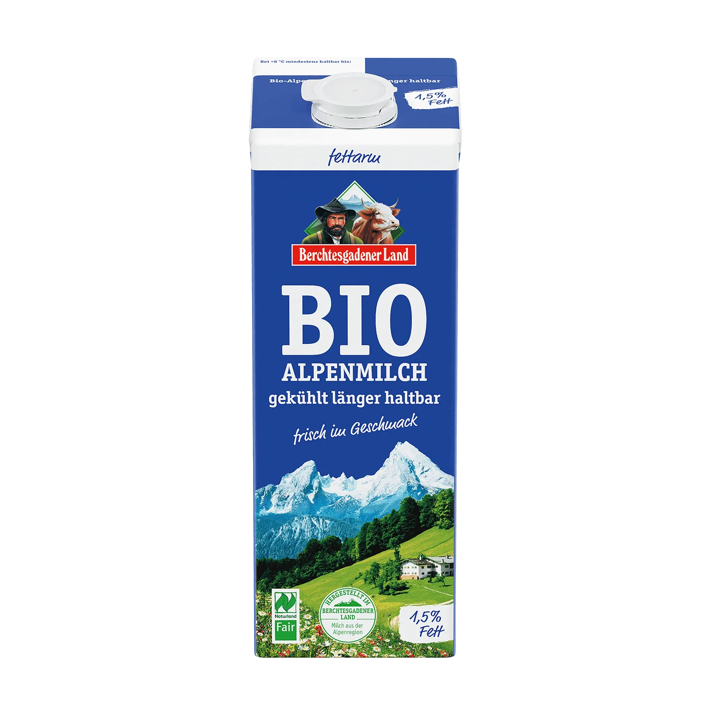 Bio-Alpenmilch, gekühlt länger haltbar, 1 Liter Tetra Edge 1,5 % Fett