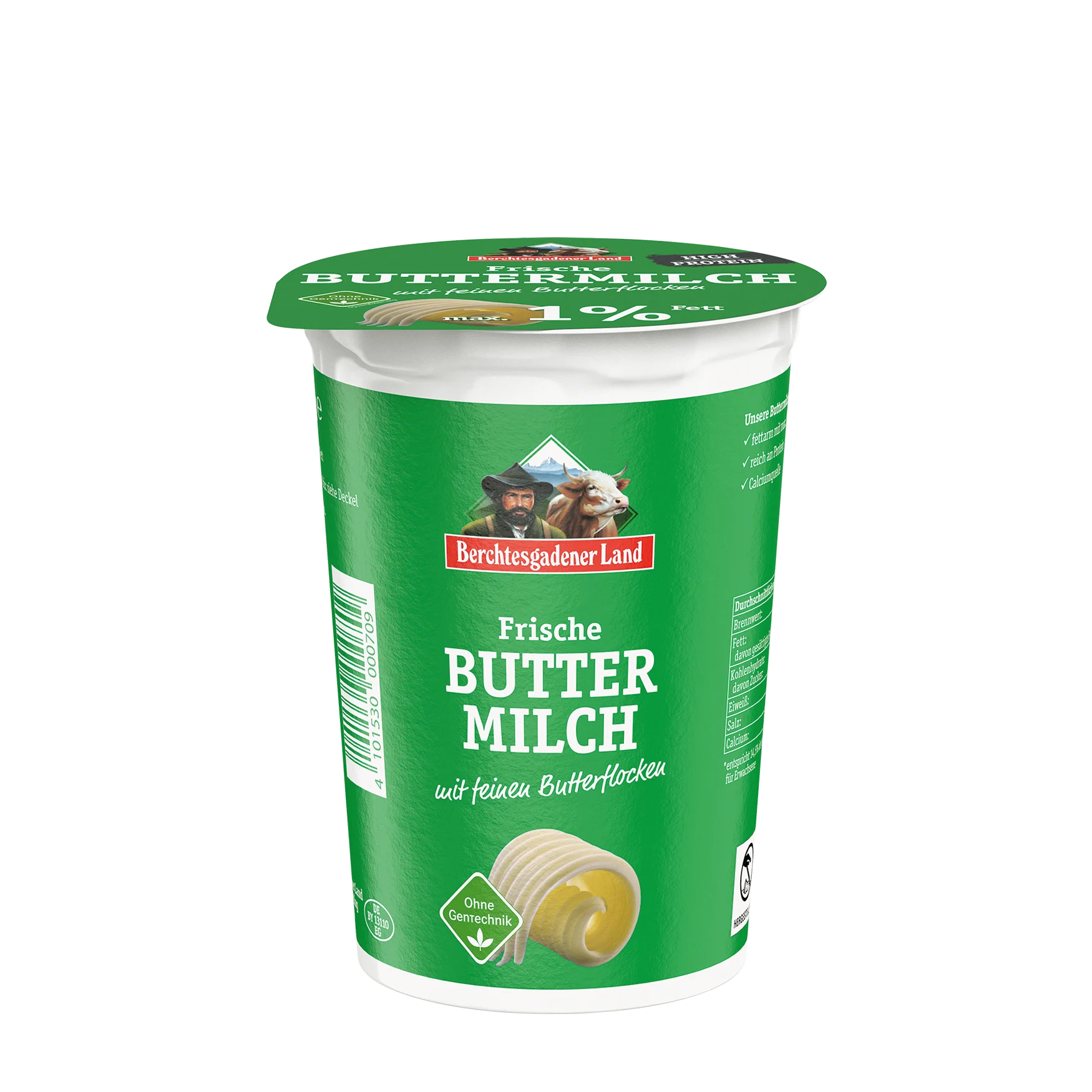Frische Buttermilch, 500 g Becher mit Butterflocken