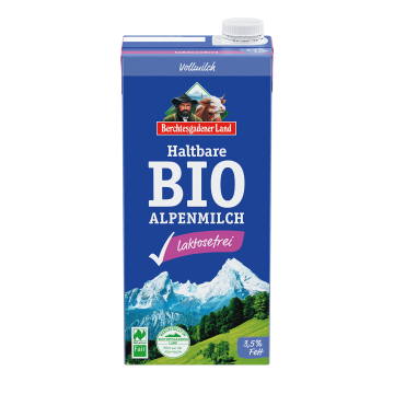 Haltbare Bio-Alpenmilch, laktosefrei, 1 Liter Tetra Slim 3,5 % Fett