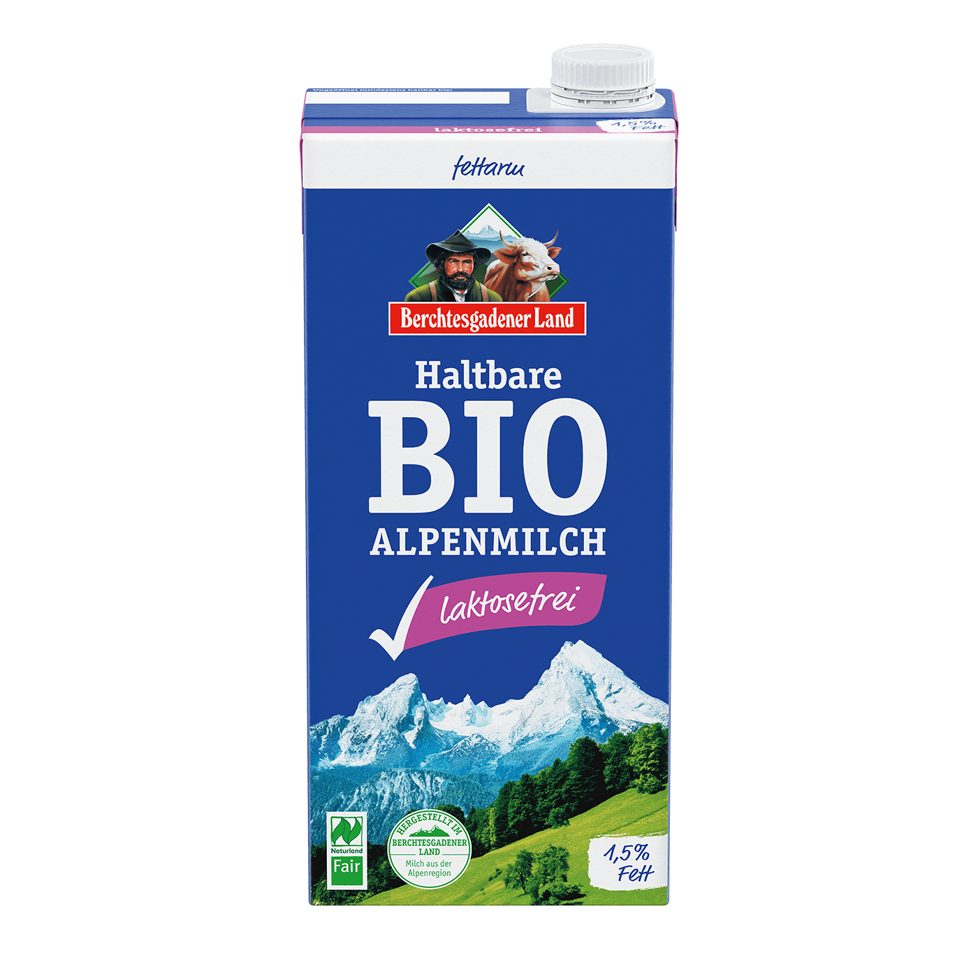 UHT organic Alpine milk, lactose-free, 1 litre Tetra Slim 1.5 % fat