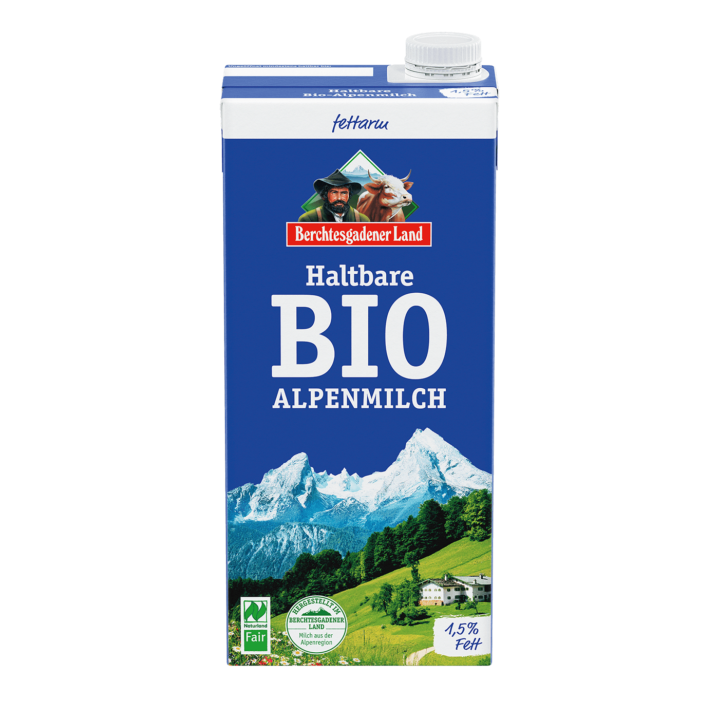 UHT organic Alpine milk, 1 litre Tetra Slim 1.5 % fat