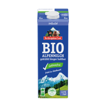 Bio-Alpenmilch gekühlt länger haltbar, laktosefrei , 1 Liter Tetra Edge 3,5 % Fett